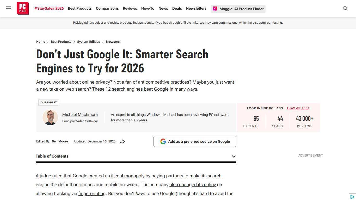 The Best Alternative Search Engines We've Tested for 2026 | PCMag